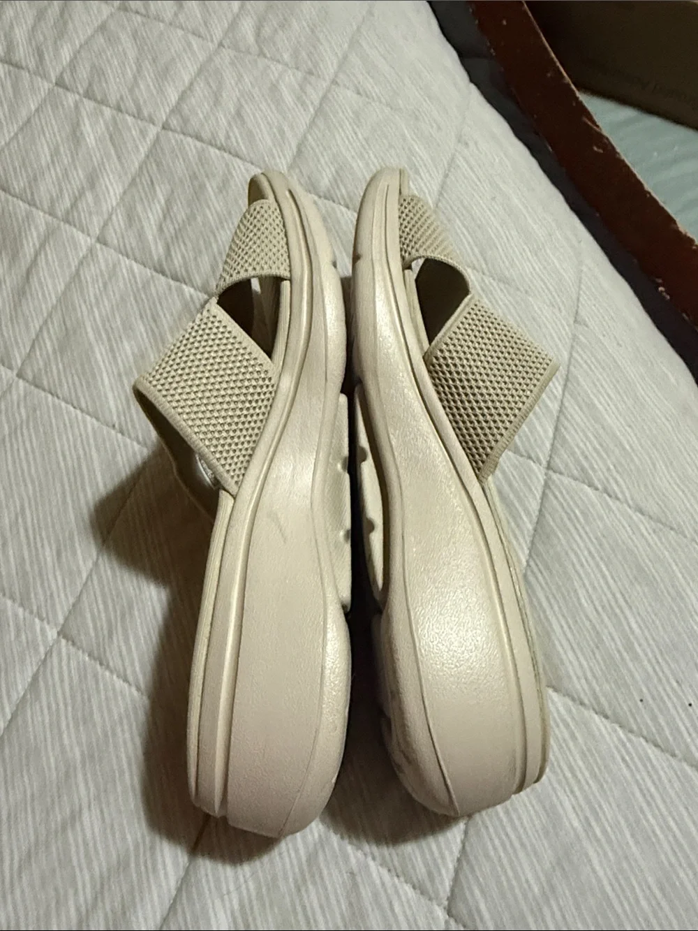 Skechers Women's Light Beige Mesh Slide Sandals - Picture 5 of 5
